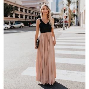 Vici faux leather contrast maxi dress in blush